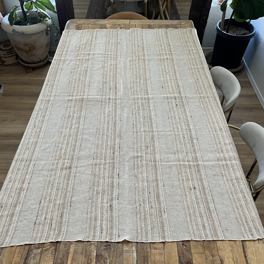 Unbranded Handwoven Cotton Tablecloth 67" x 48" Beige Tones